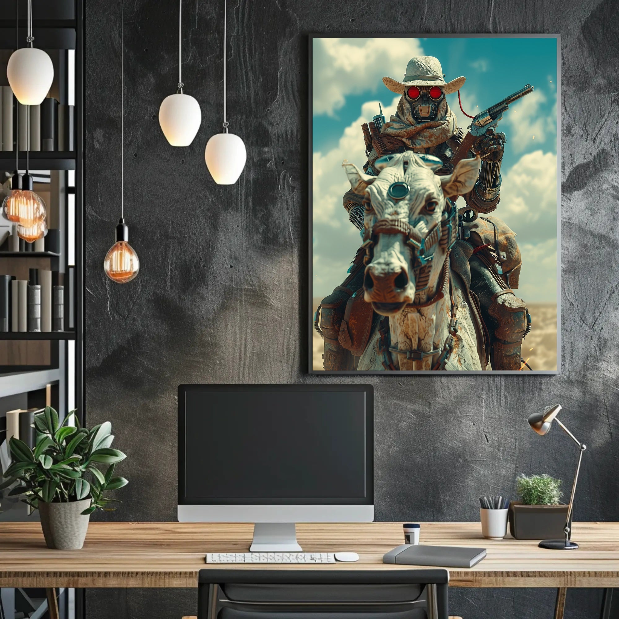 Cyberpunk Cowboy: Futuristic Western Art Print PosterGoat
