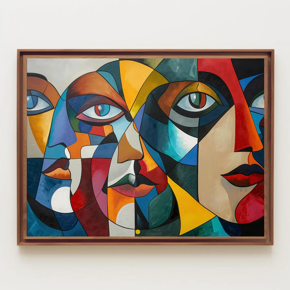 Cubist Faces Abstract Art Poster for Modern Interiors