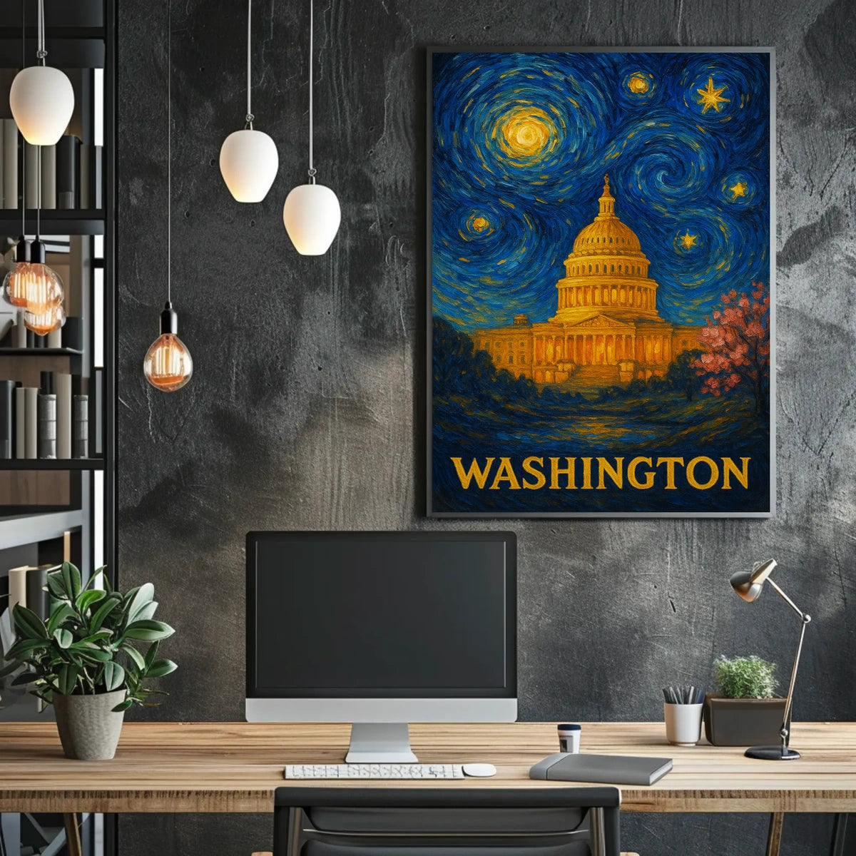 Washington Starry Night Capitol Poster