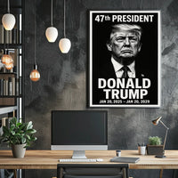 Trump Visionary Leader Cinematic Realism Patriotic Portrait American Flag Legacy Inspire Poster
