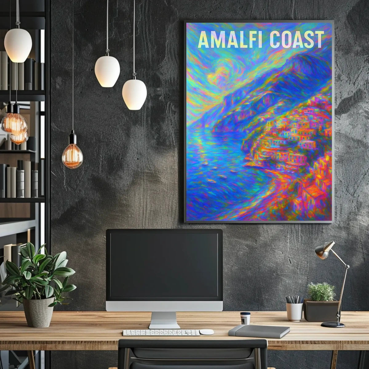 Amalfi Coast Vibrant Impression Poster For Home Decor