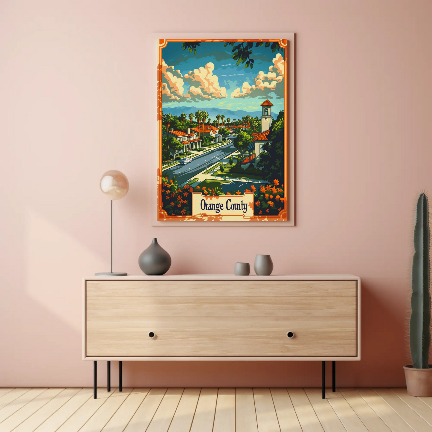 Orange County California Suburb Travel Poster