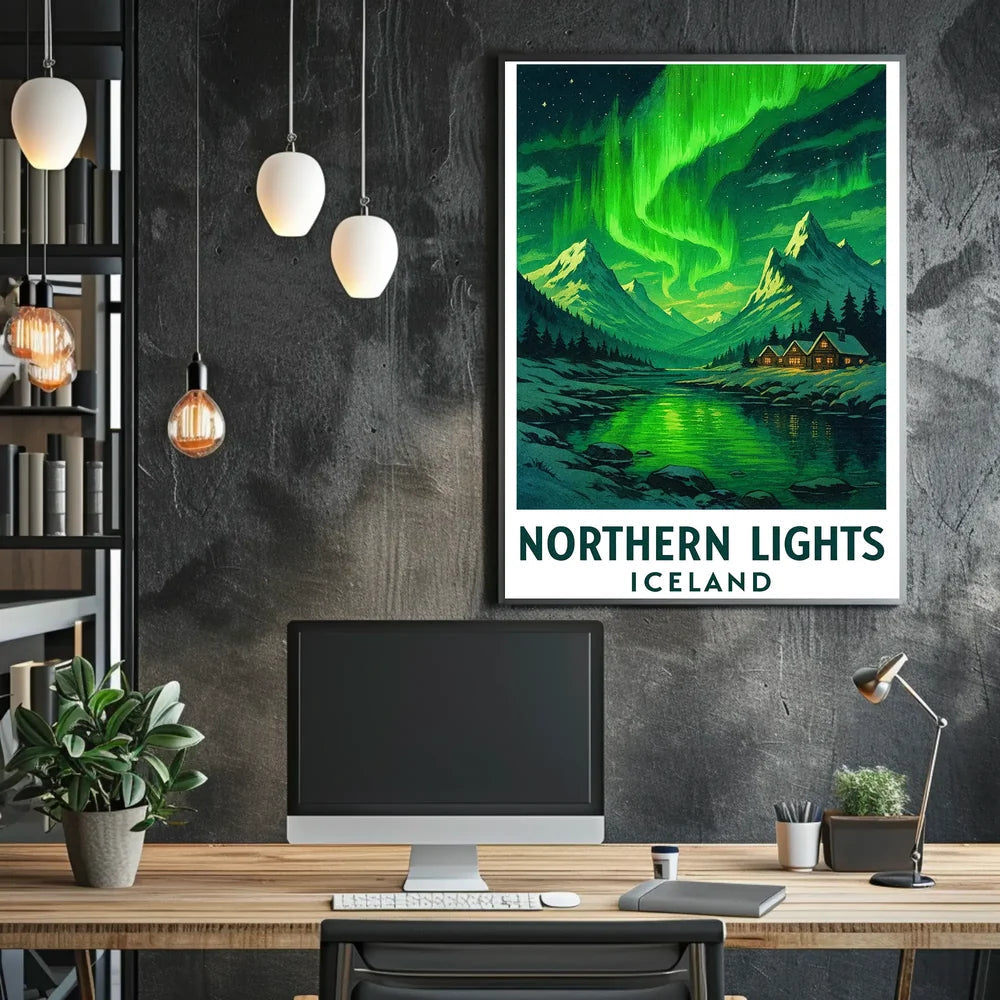 Northern Lights Over Iceland Travel Poster PosterGoat