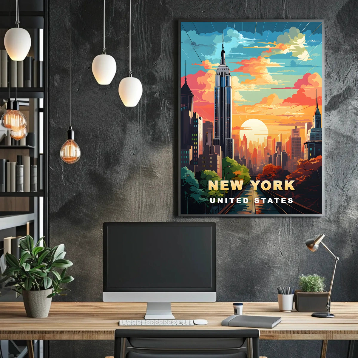 New York City Urban Skyline Poster Modern Wall Art