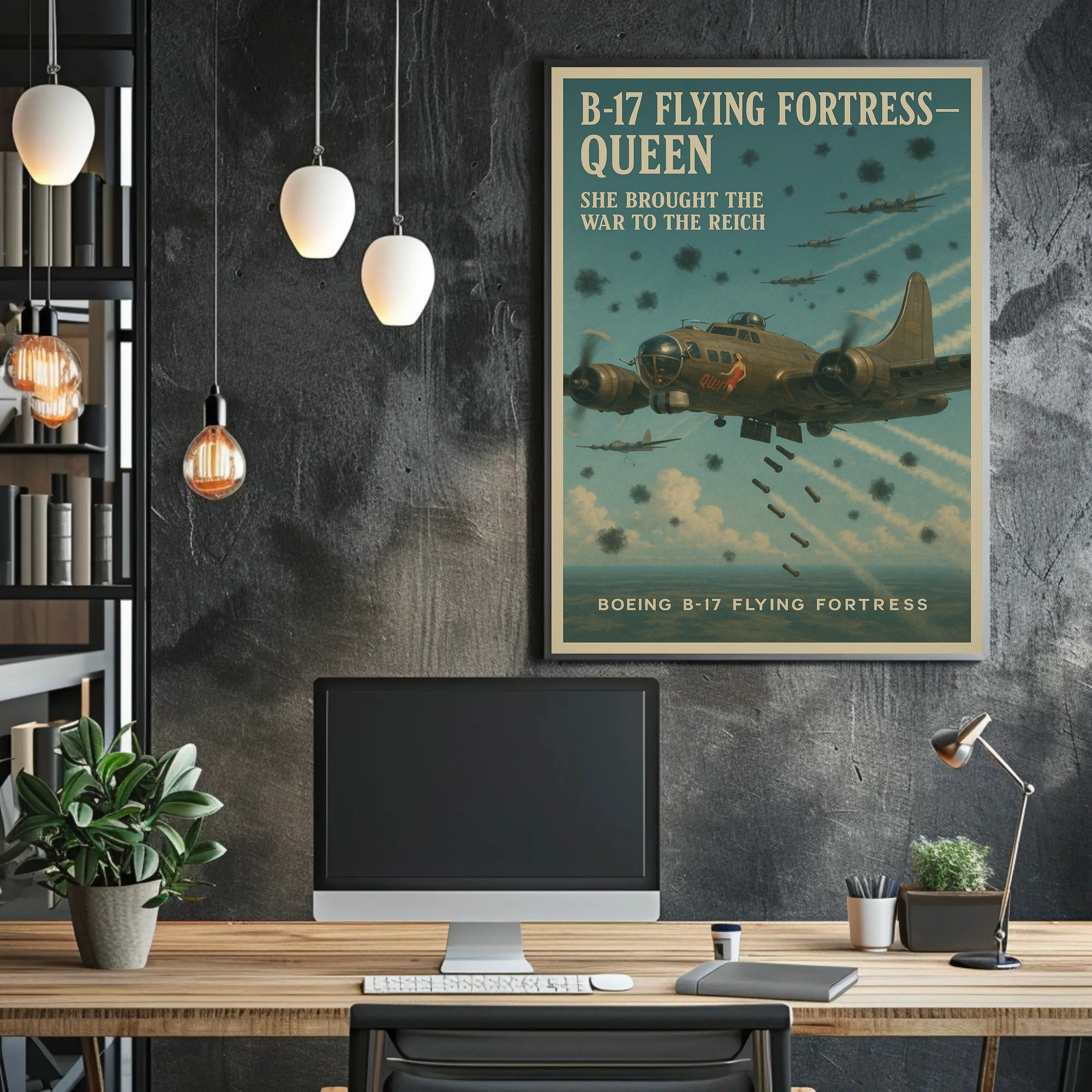 B-17 Flying Fortress in Action WWII Poster