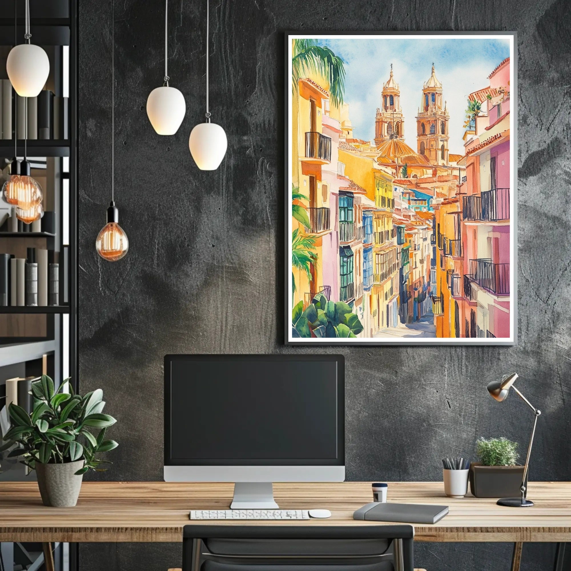 Vibrant Streets of the Old Town Poster PosterGoat