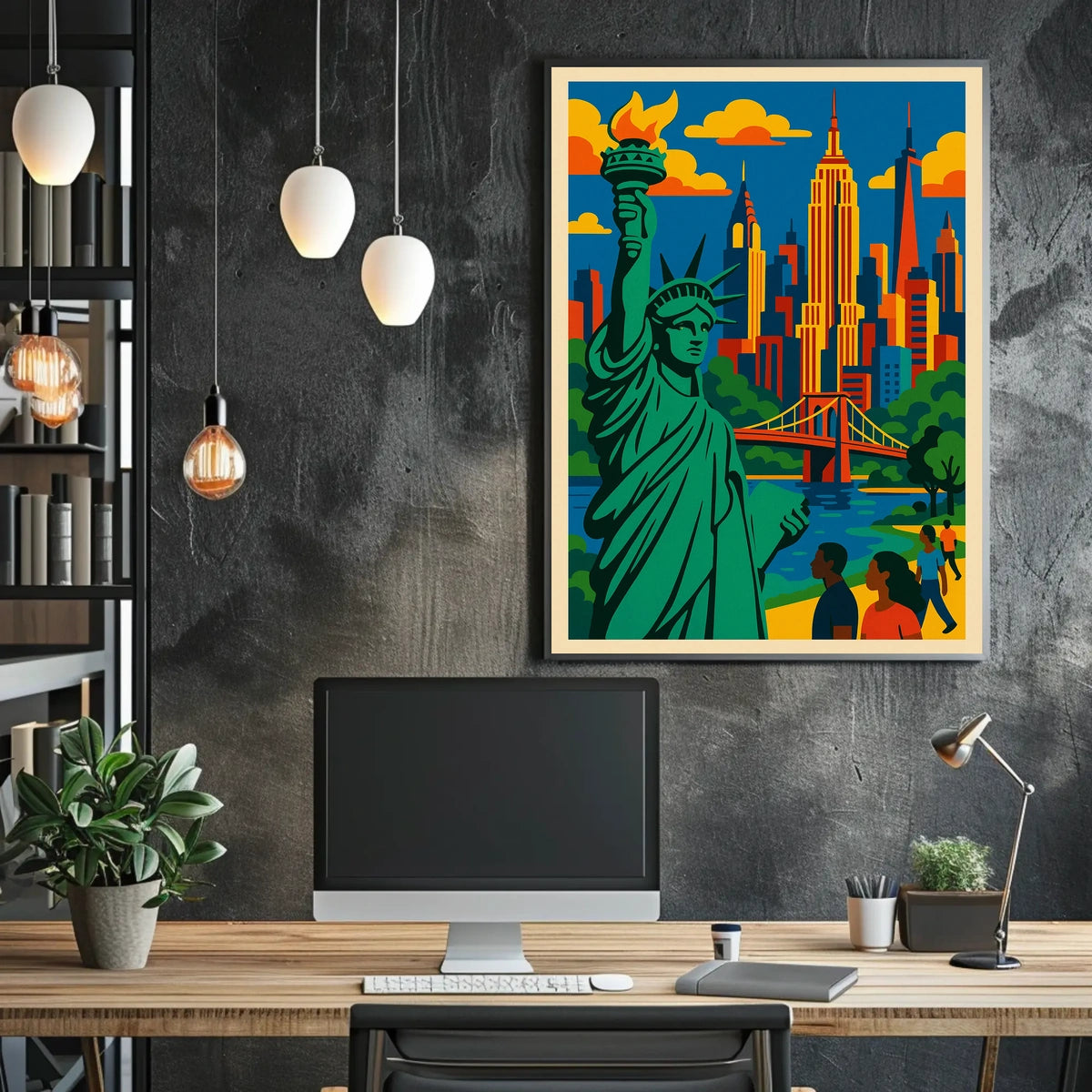 New York City Skyline Poster Modern Urban Wall Art