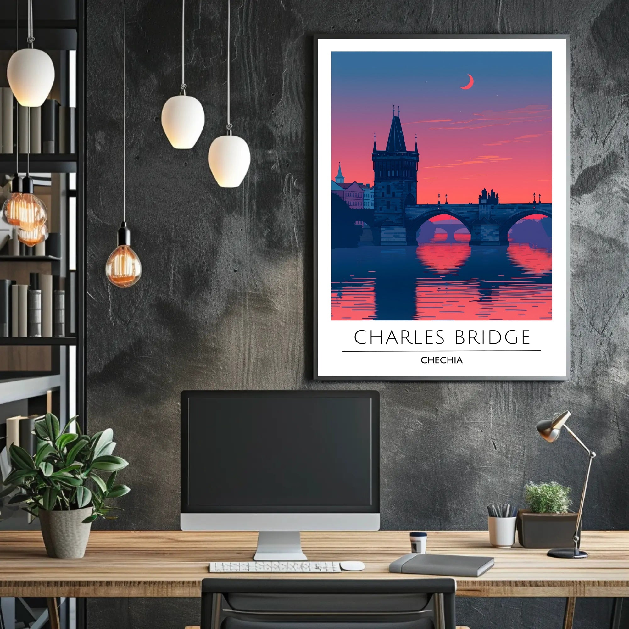 Charles Bridge Twilight Artistry Cultural or Heritage Poster