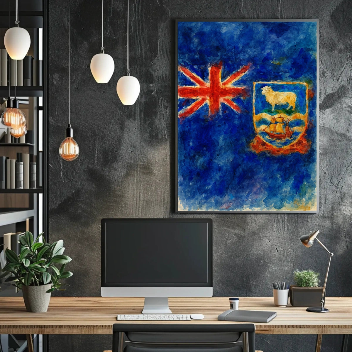 Falkland Islands Flag Watercolor Art Poster