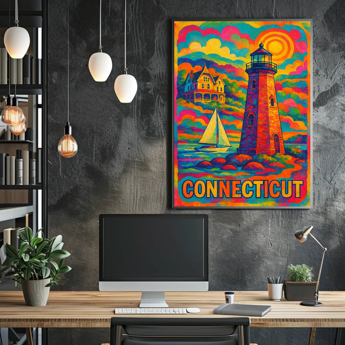 Vibrant Connecticut Lighthouse Poster