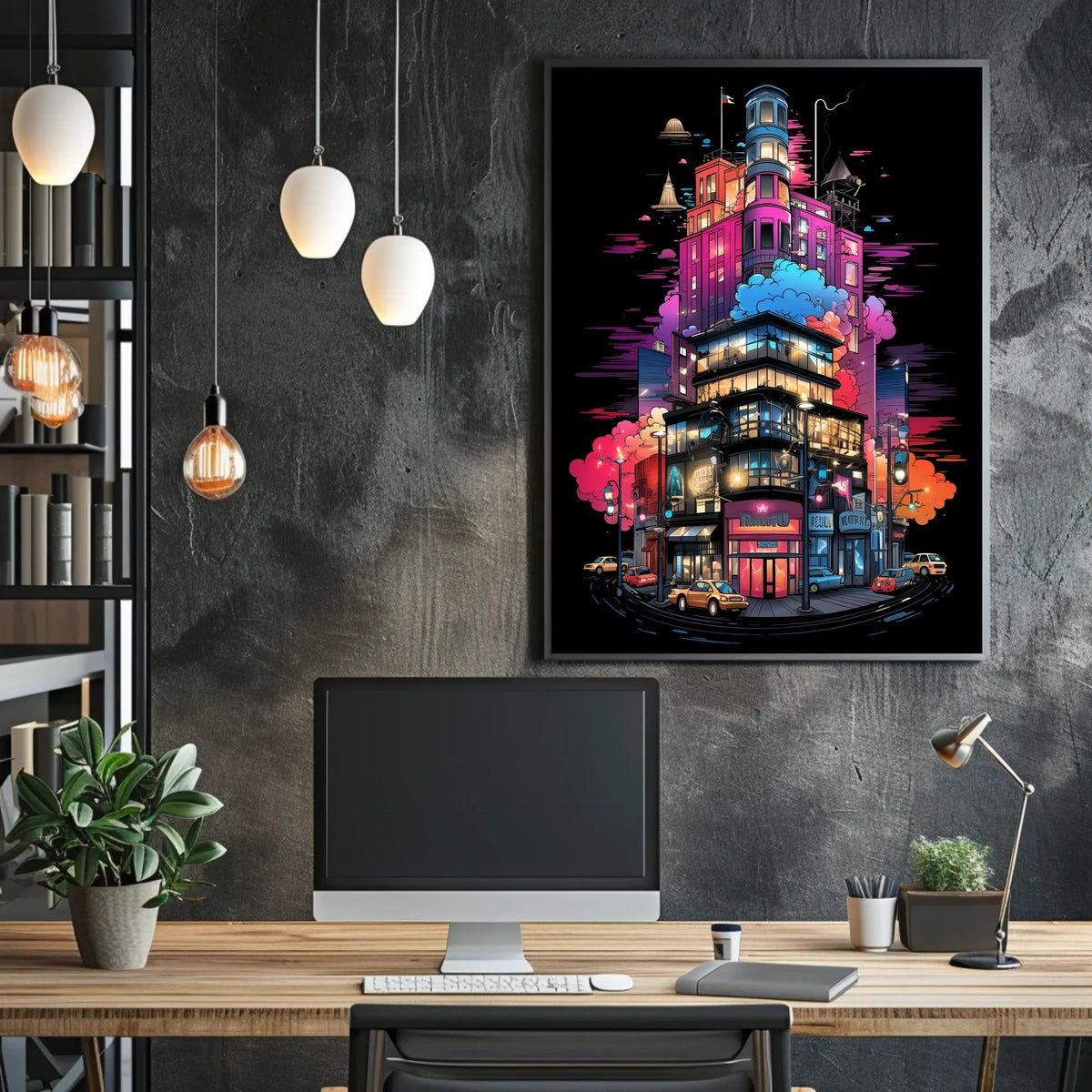 Neon Cityscape Poster