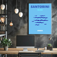 Santorini Greece Minimalist Landscape Travel Poster PosterGoat