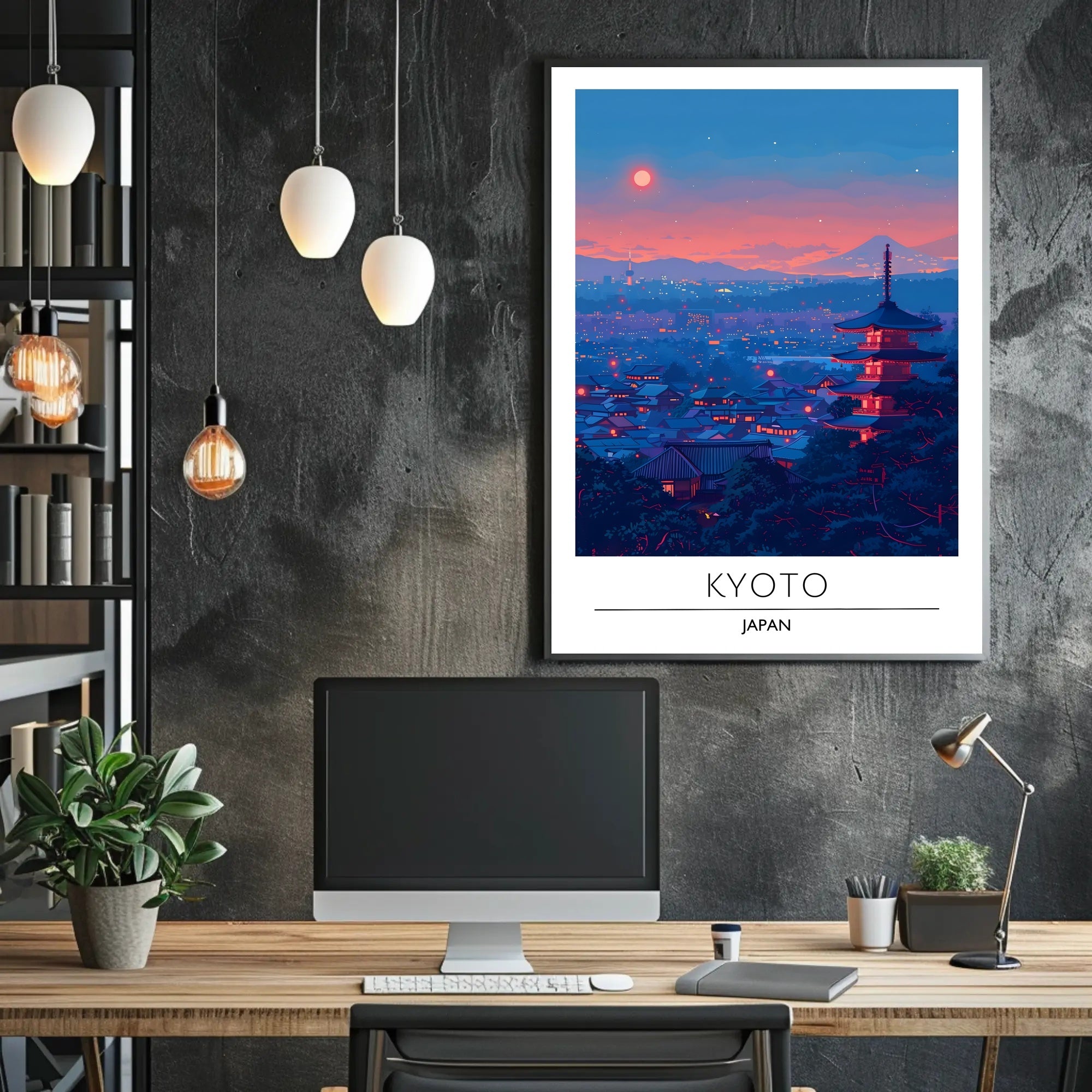 Kyoto Cityscape at Dusk: Cultural or Heritage Poster