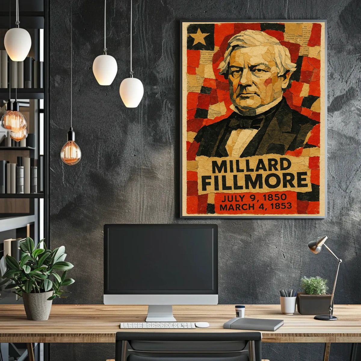 Millard Fillmore 13th President of the United States Layered paper Collage Poster