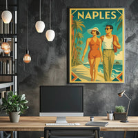 Naples Retro Beach Stroll Poster