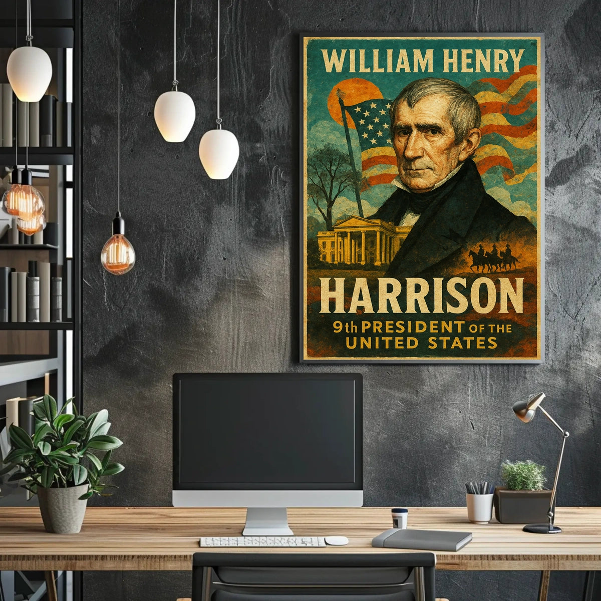 William Henry Harrison 9th President of the United States Layered Digital Collage Poster