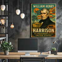 William Henry Harrison 9th President of the United States Layered Digital Collage Poster