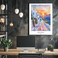 Mykonos Sunset Mediterranean Charm Travel Poster PosterGoat