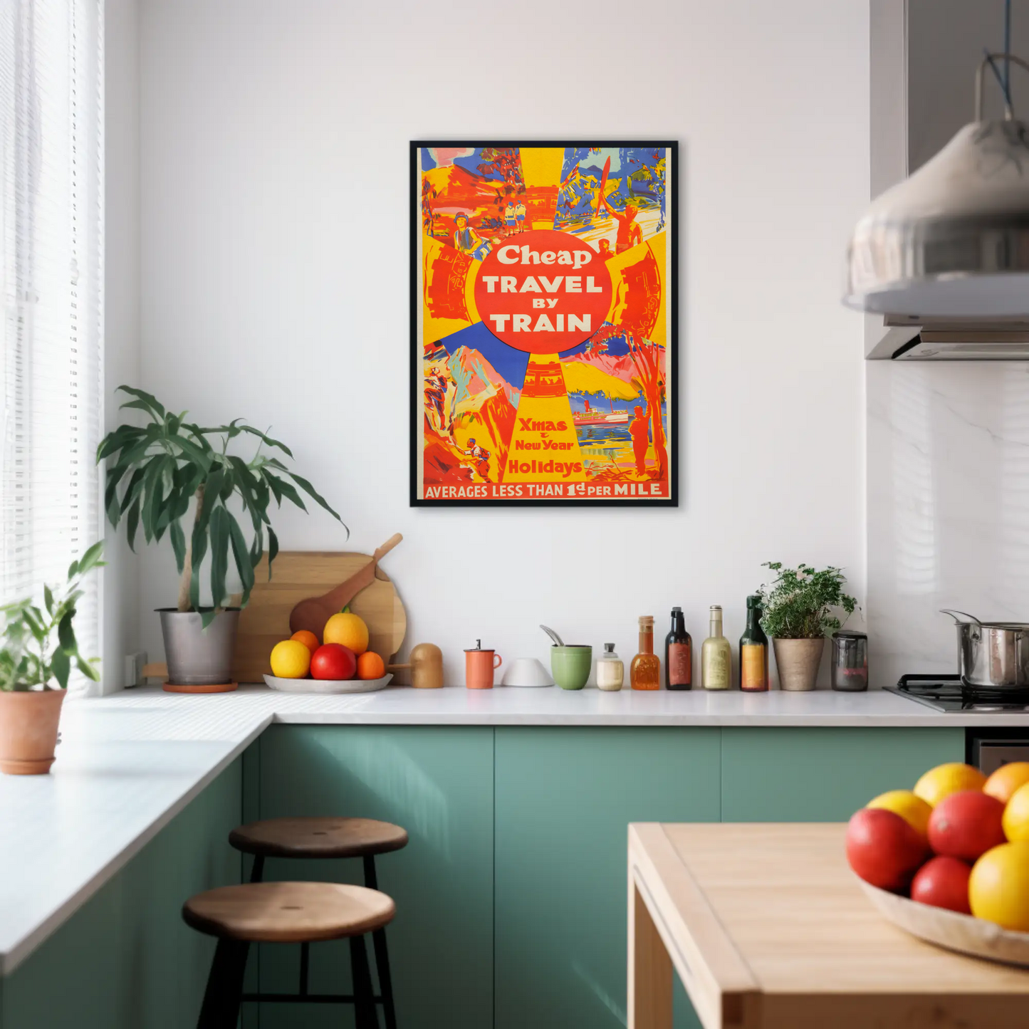Vintage Poster Cheap Travel By Train