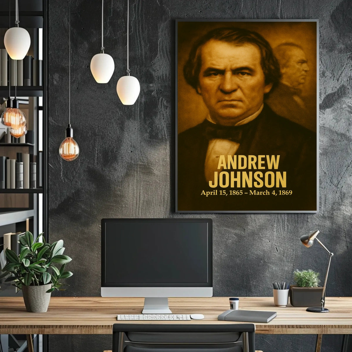 Andrew Johnson Presidential Poster Vintage Analog Film Aesthetic Historic Portrait Wall Art Print