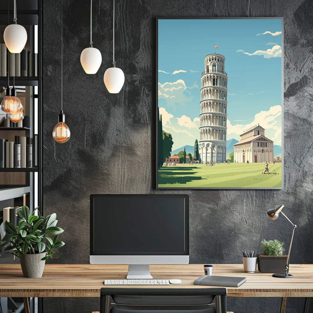 Leaning Tower of Pisa Vintage Travel Poster Art