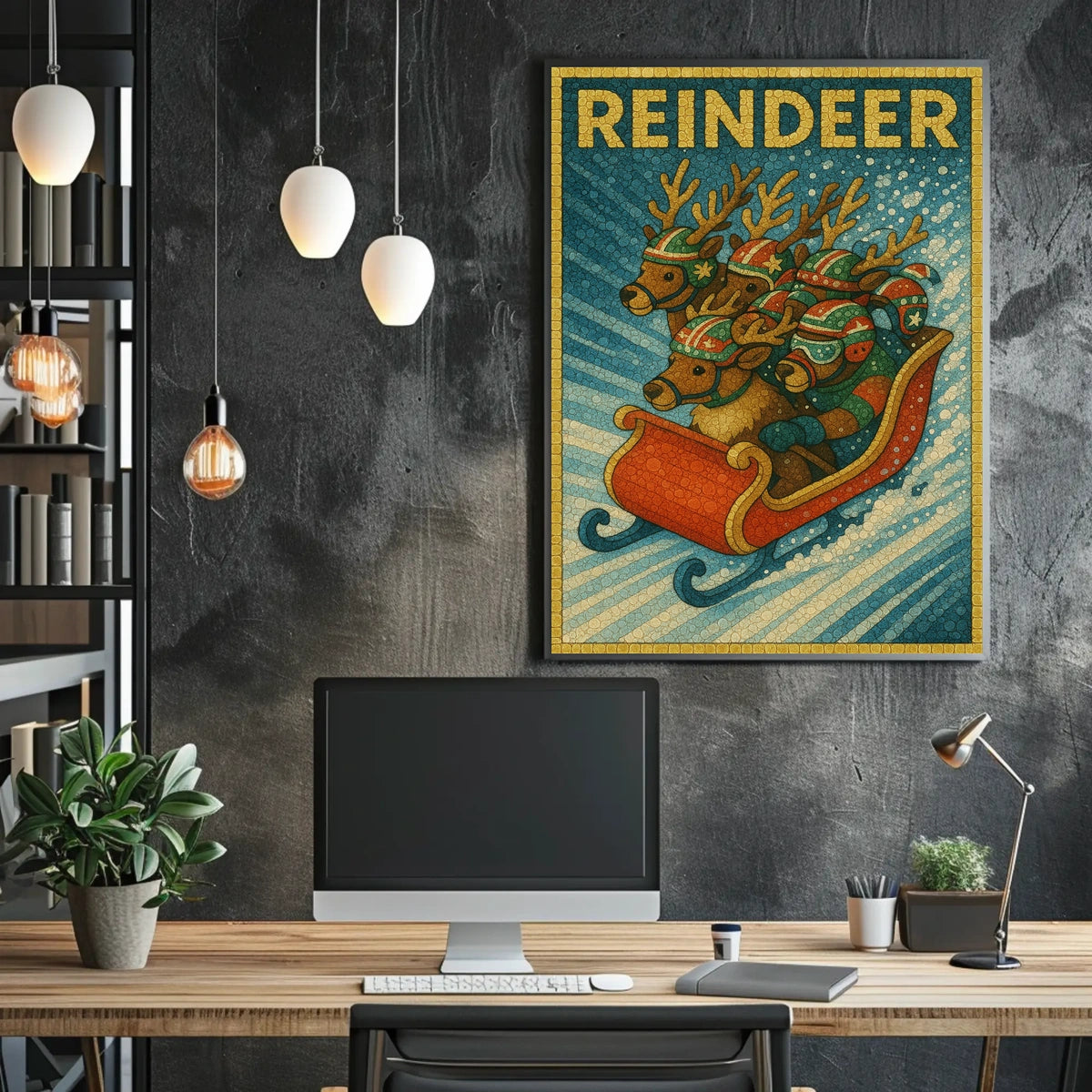 Reindeer Sleigh Ride Poster