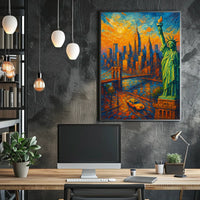 Vibrant New York Sunset Painting