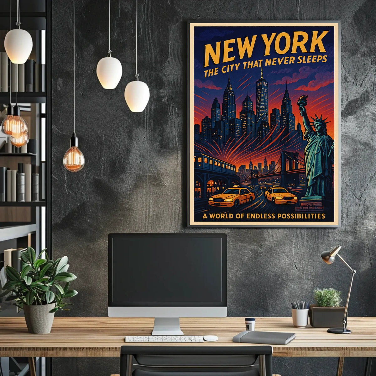 New York City Poster Vintage Travel Urban Wall Art