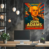 John Adams 2nd President of the United States Colorful Comic Book Style Poster