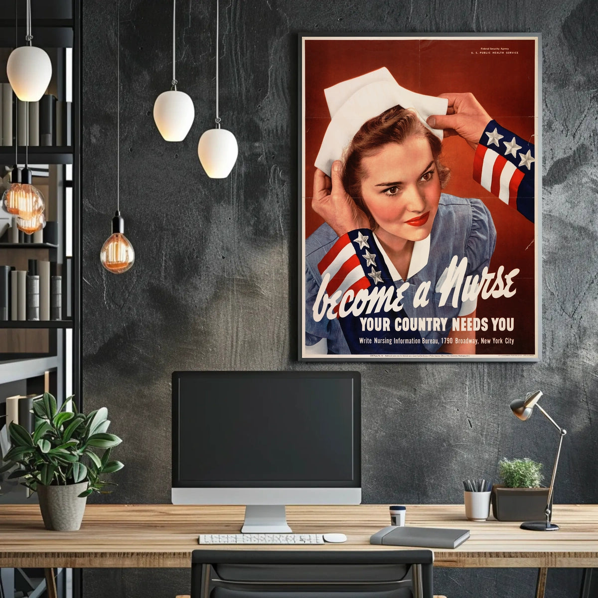 Vintage Nurse Recruitment: WWII Patriotic Propaganda Poster