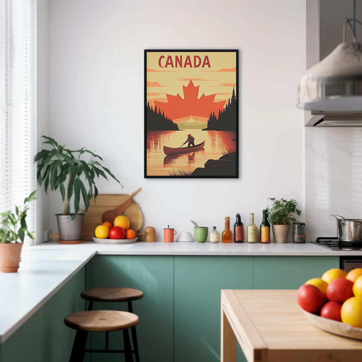 Vintage Poster Canada Canoe Sunset