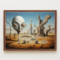 Surreal Desertscape with Abstract Alien Figure Artistic Poster