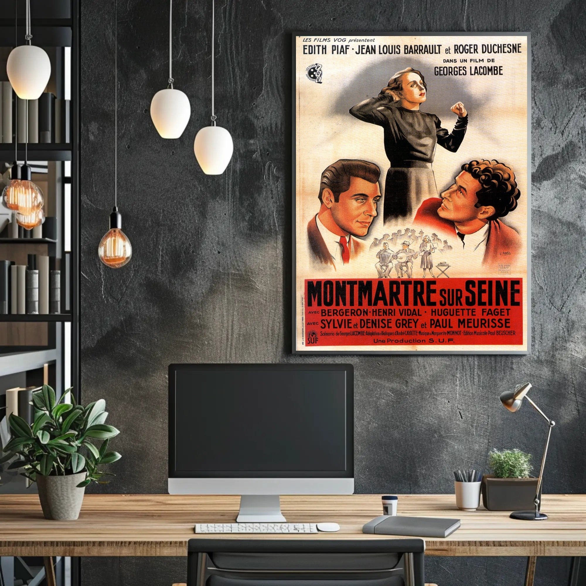 Montmartre sur Seine: Vintage French Film Artistic Poster