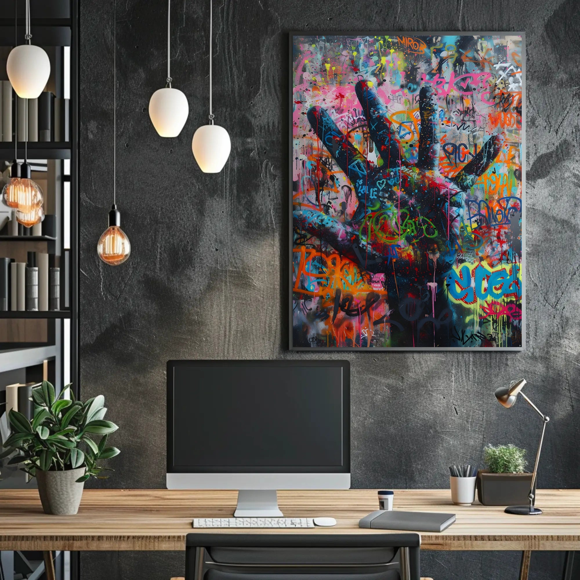 Urban Graffiti Handset Vibrant Artistic Pop Culture Poster