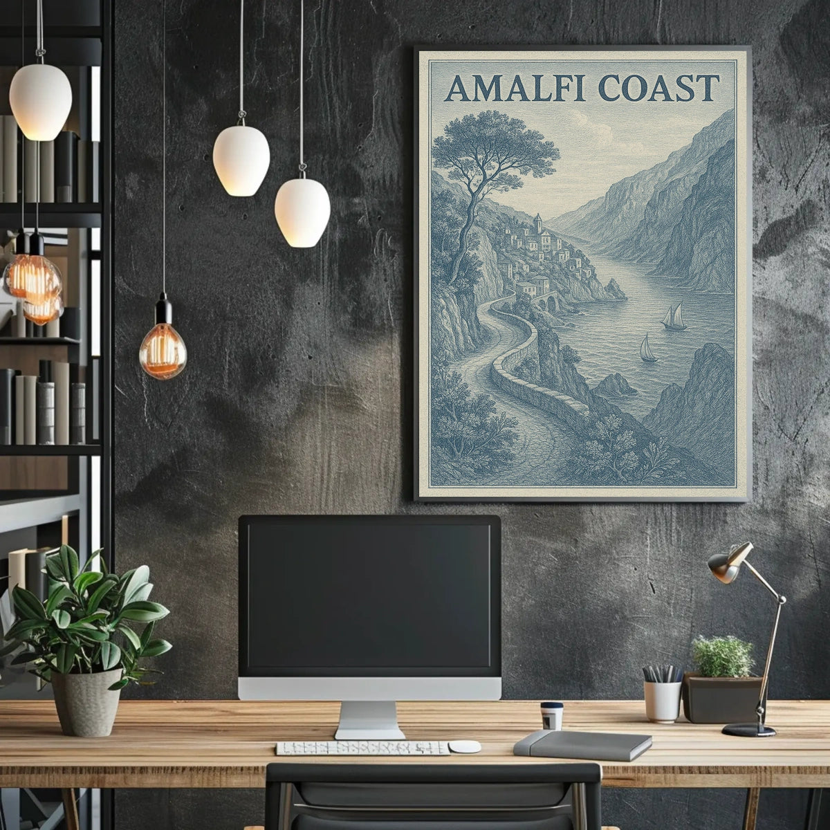 Amalfi Coast Scenic Poster Wall Art for Coastal Decor