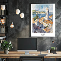 Hvar Croatia Scenic View Watercolor Travel Poster PosterGoat