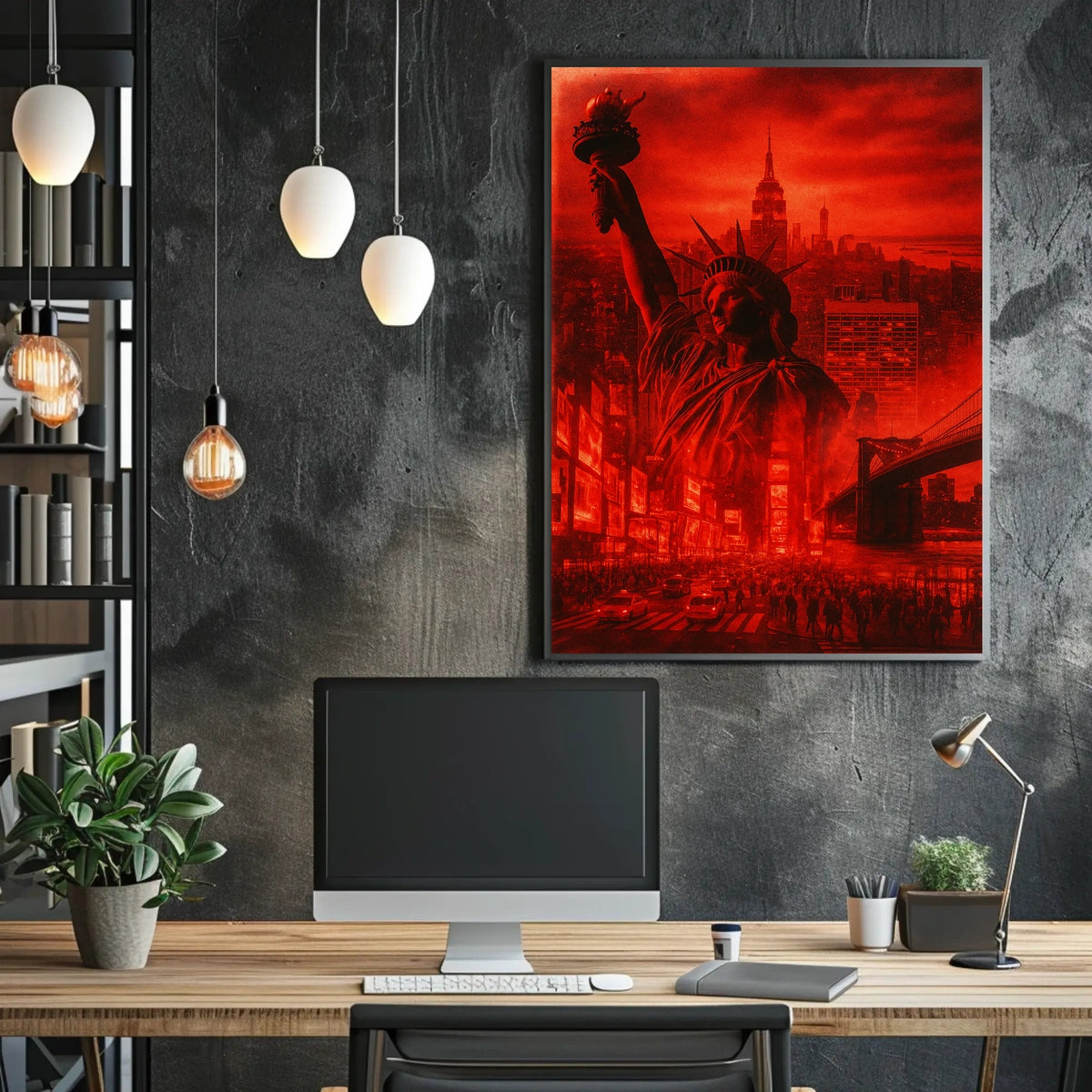 New York City Poster Abstract Dystopian Skyline Wall Art