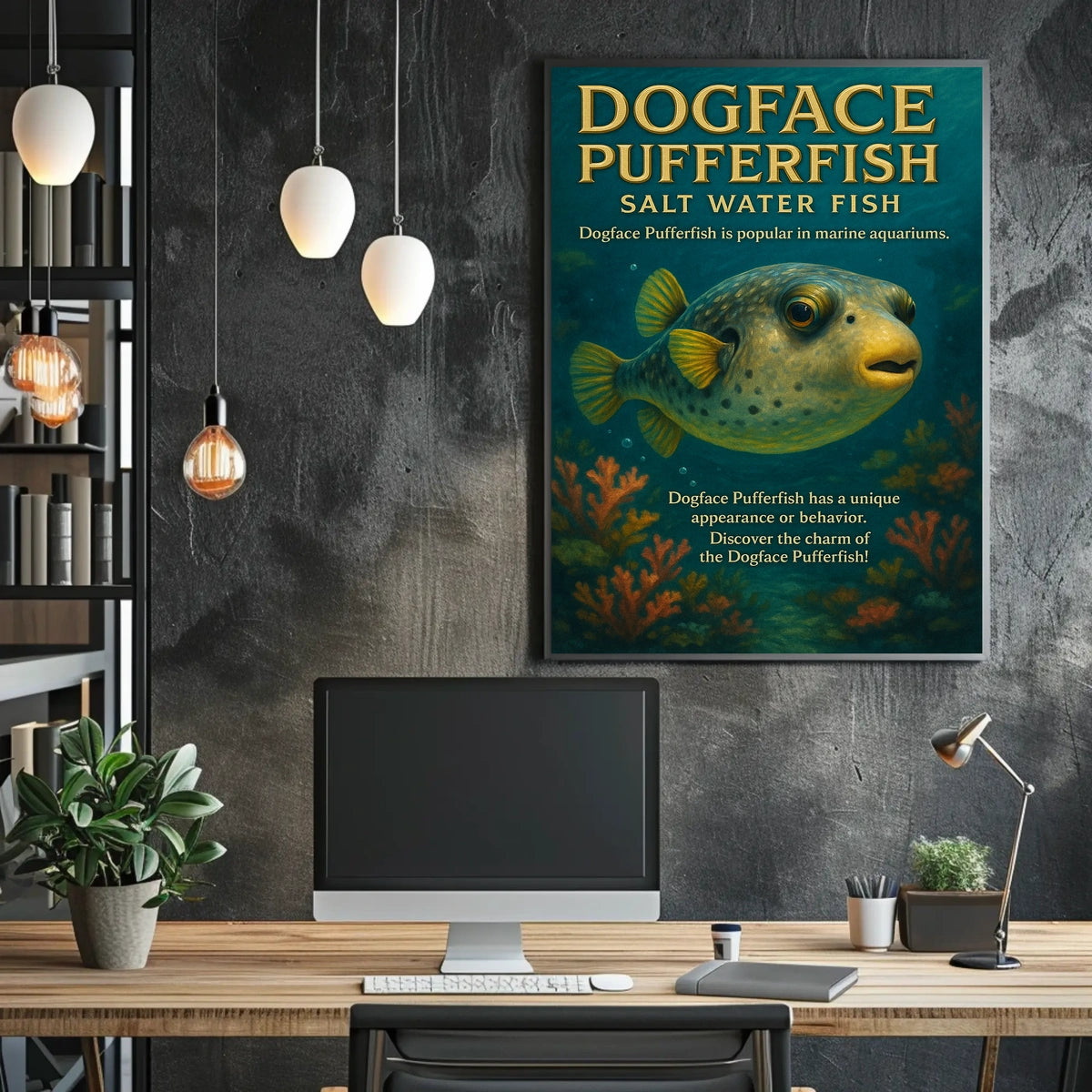 Dogface Pufferfish Salt Water Fish Poster