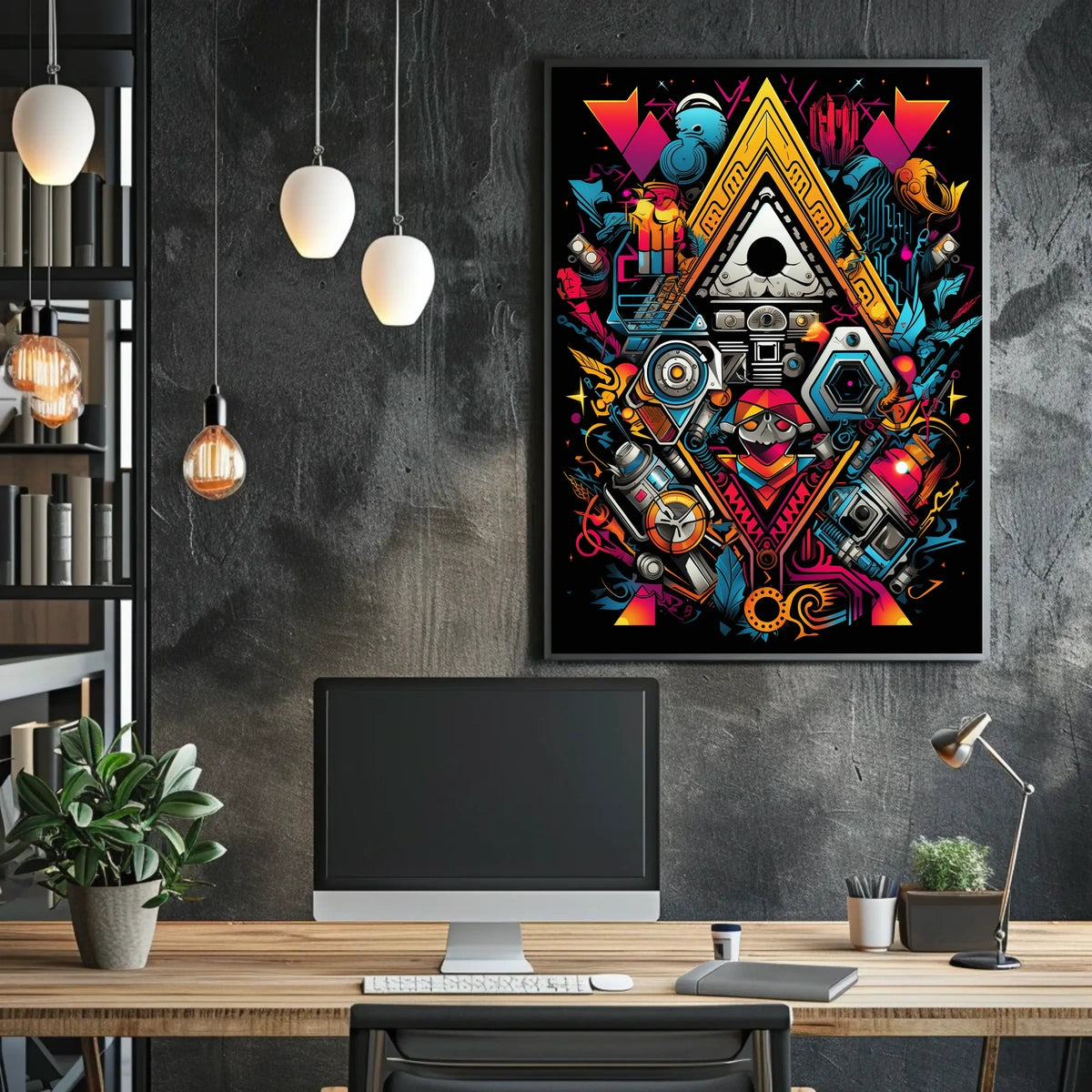Futuristic Abstract Skull with Mechanical Elements Poster