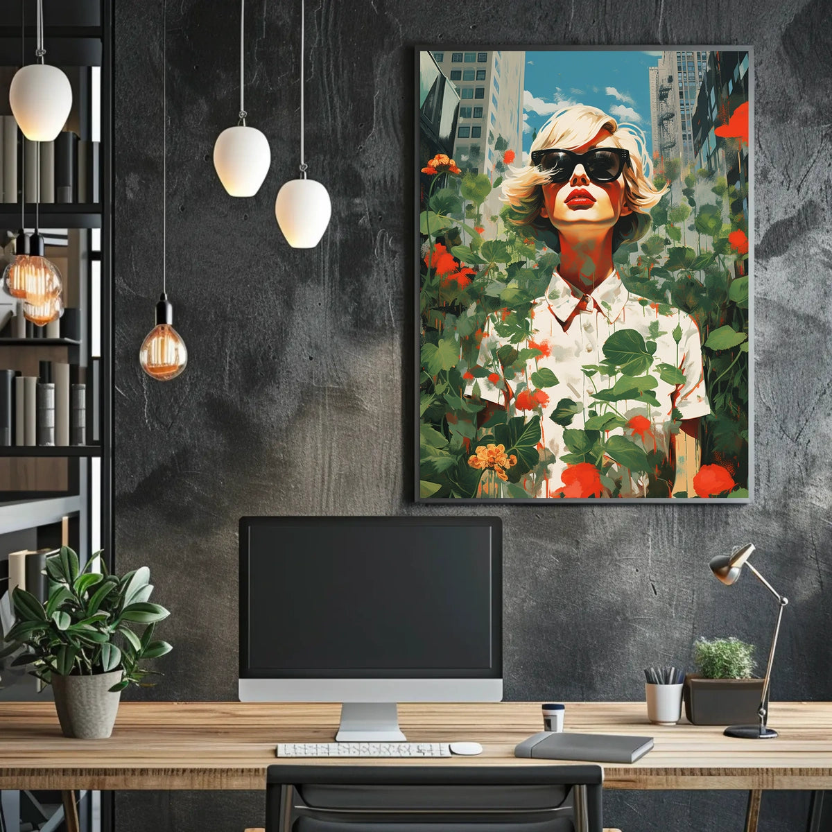 Urban Harmony: Nature Meets Cityscape Abstract or Artistic Poster