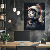 Cosmic Catventure Dreamy Surrealism Digital Painting Poster