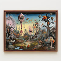 Surreal Fantasy Creatures in Dreamlike Landscape Poster