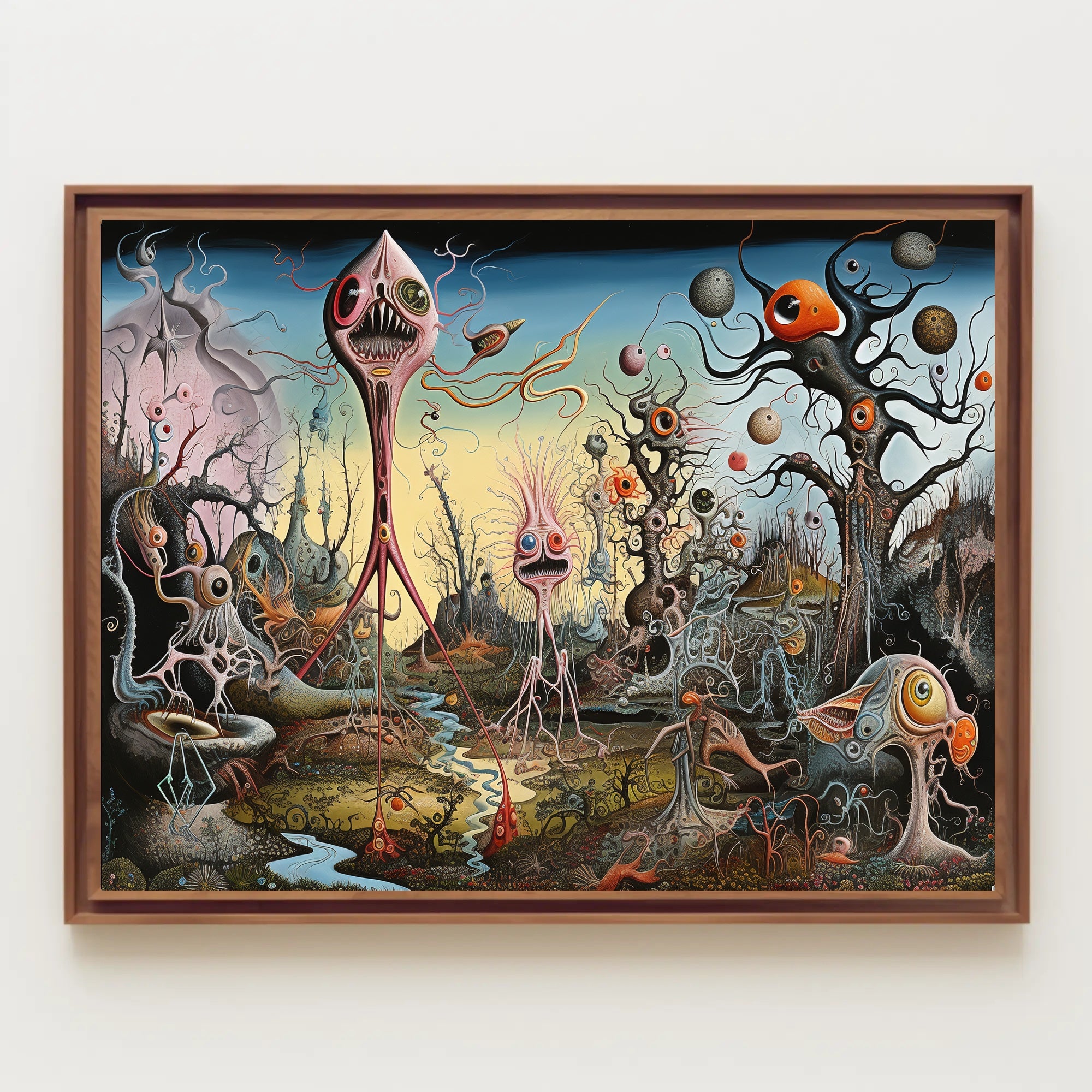 Surreal Fantasy Creatures in Dreamlike Landscape Poster