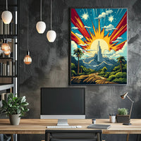 Celestial Sunrise Over Mountains Poster
