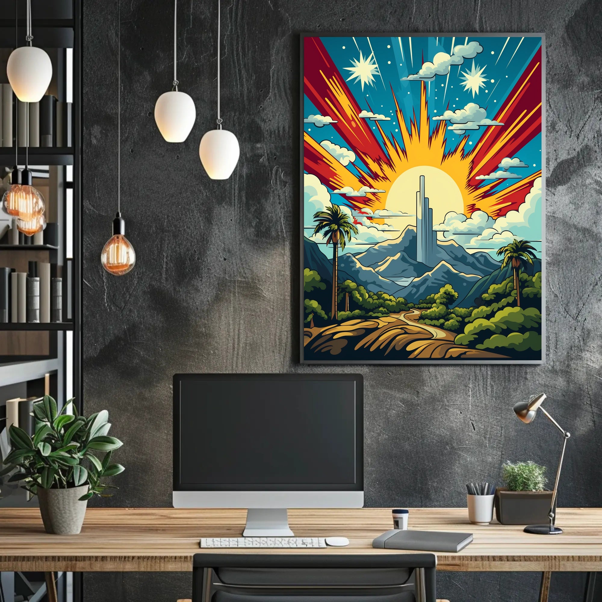 Celestial Sunrise Over Mountains Poster