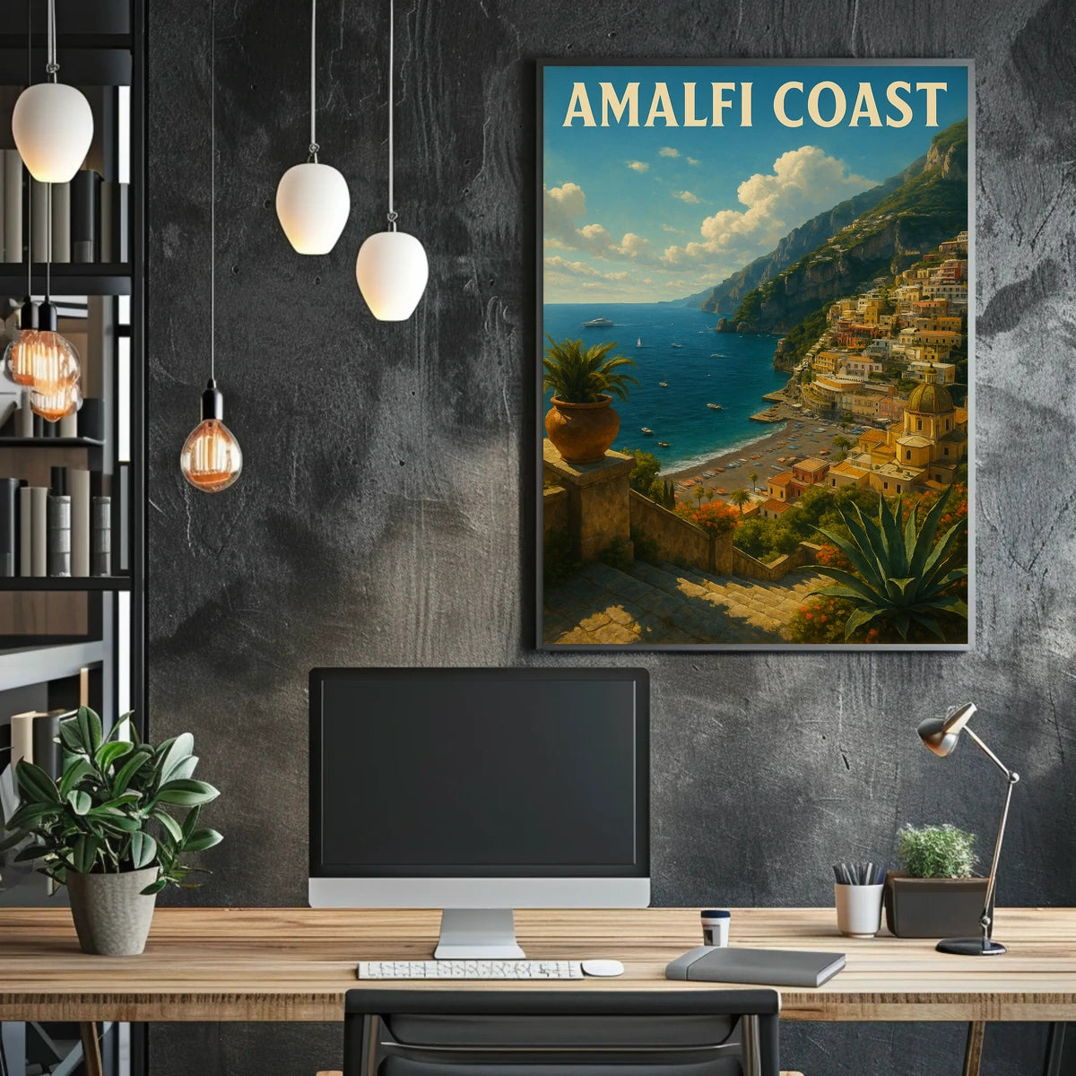 Amalfi Coast Poster Wall Art Coastal Decor Seascape View