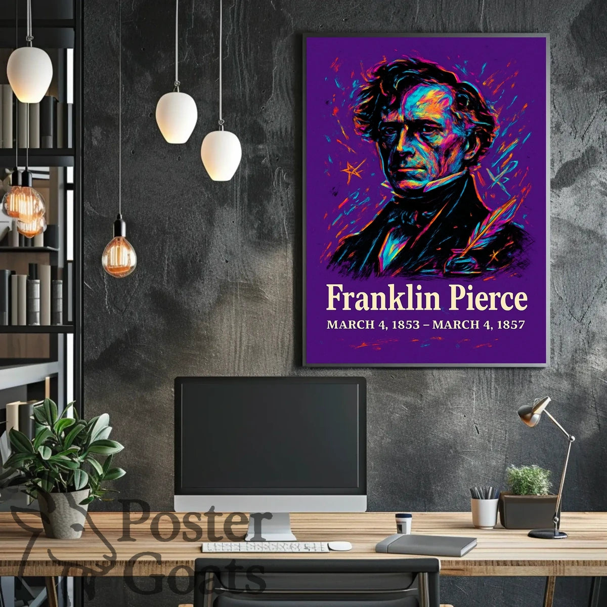 Franklin Pierce Vibrant Artistic Historical Presidential Poster