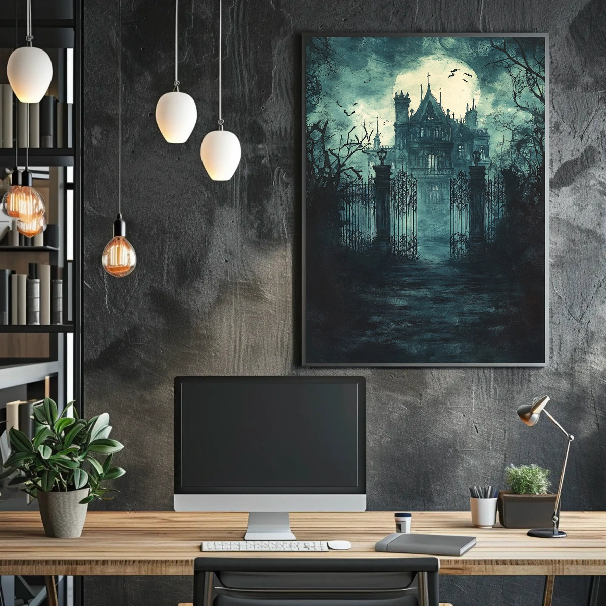 Gothic Mansion Victorian Era Scene Artistic Poster