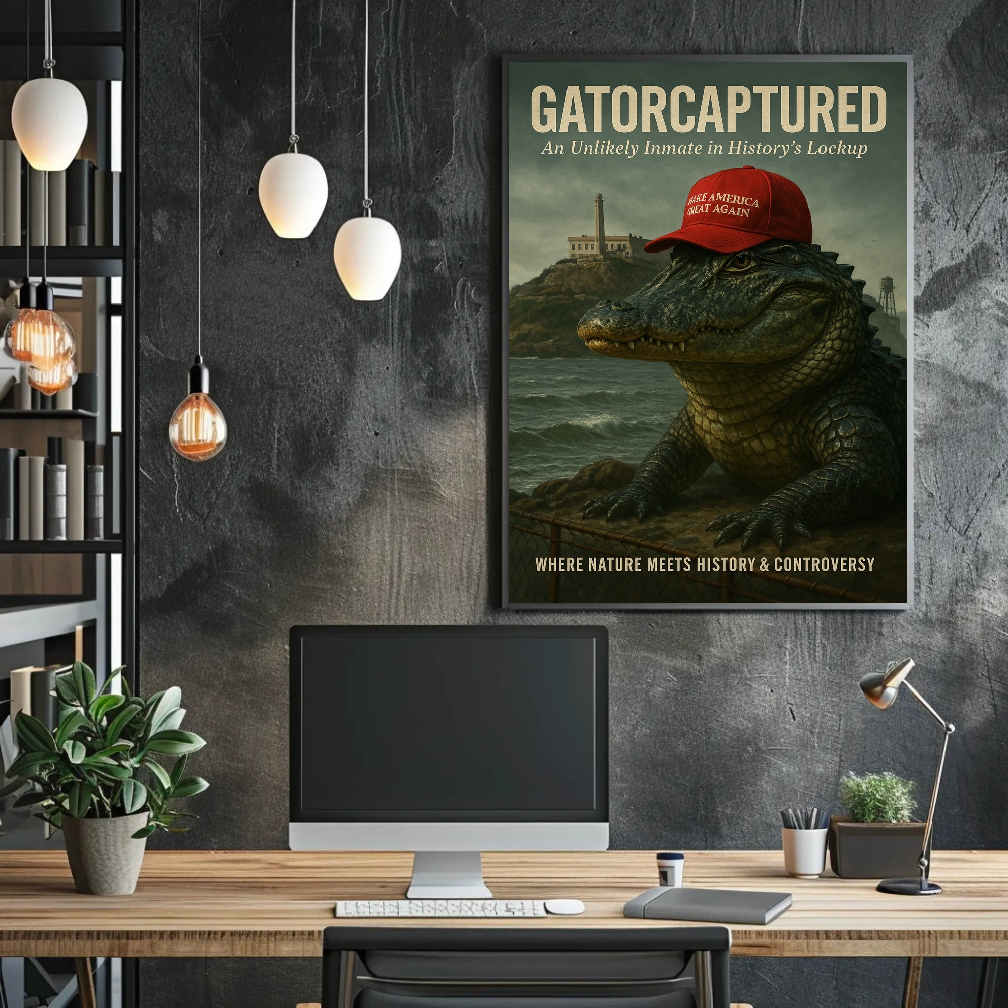 Alligator in Red Cap Political or Propaganda Poster PosterGoat