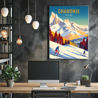 Chamonix Ski Adventure Vintage Travel Poster